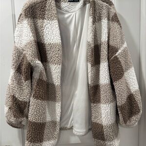 SHEIN Checkered Sherpa Jacket